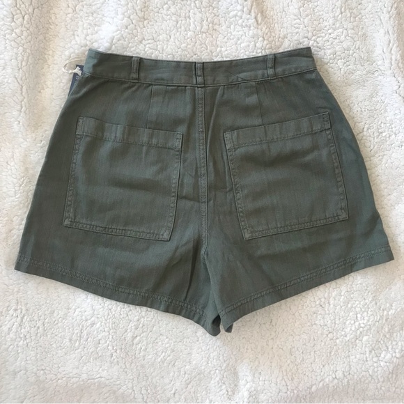 NEW High Rise Utility Twill Shorts Green 6 - Picture 5 of 8